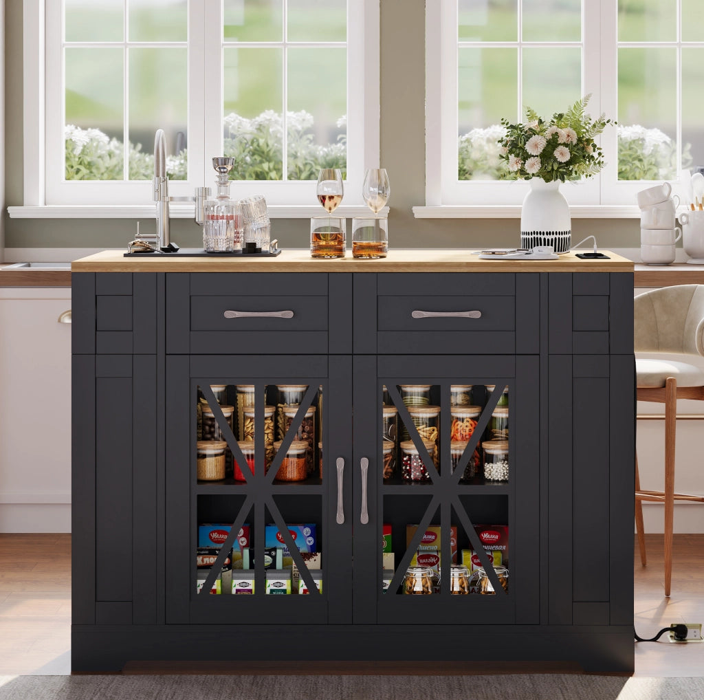 Isola cucina mobile 120 cm con piano pieghevole e USB