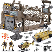 Playset Militare Giocattolo per Bambini 17 Pezzi Veicoli e Soldatini Idea Regalo