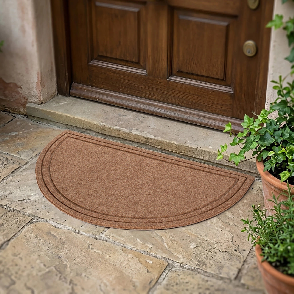 Zerbino Ingresso Antiscivolo 45x75 cm in Polipropilene Resistente, Tappetino Porta Interno Esterno Lavabile con Fondo in Gomma, Rettangolare o Mezzaluna Mezzaluna