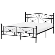 Letto matrimoniale 140 x 200 cm Rete a doghe con struttura in metallo Nero Retro
