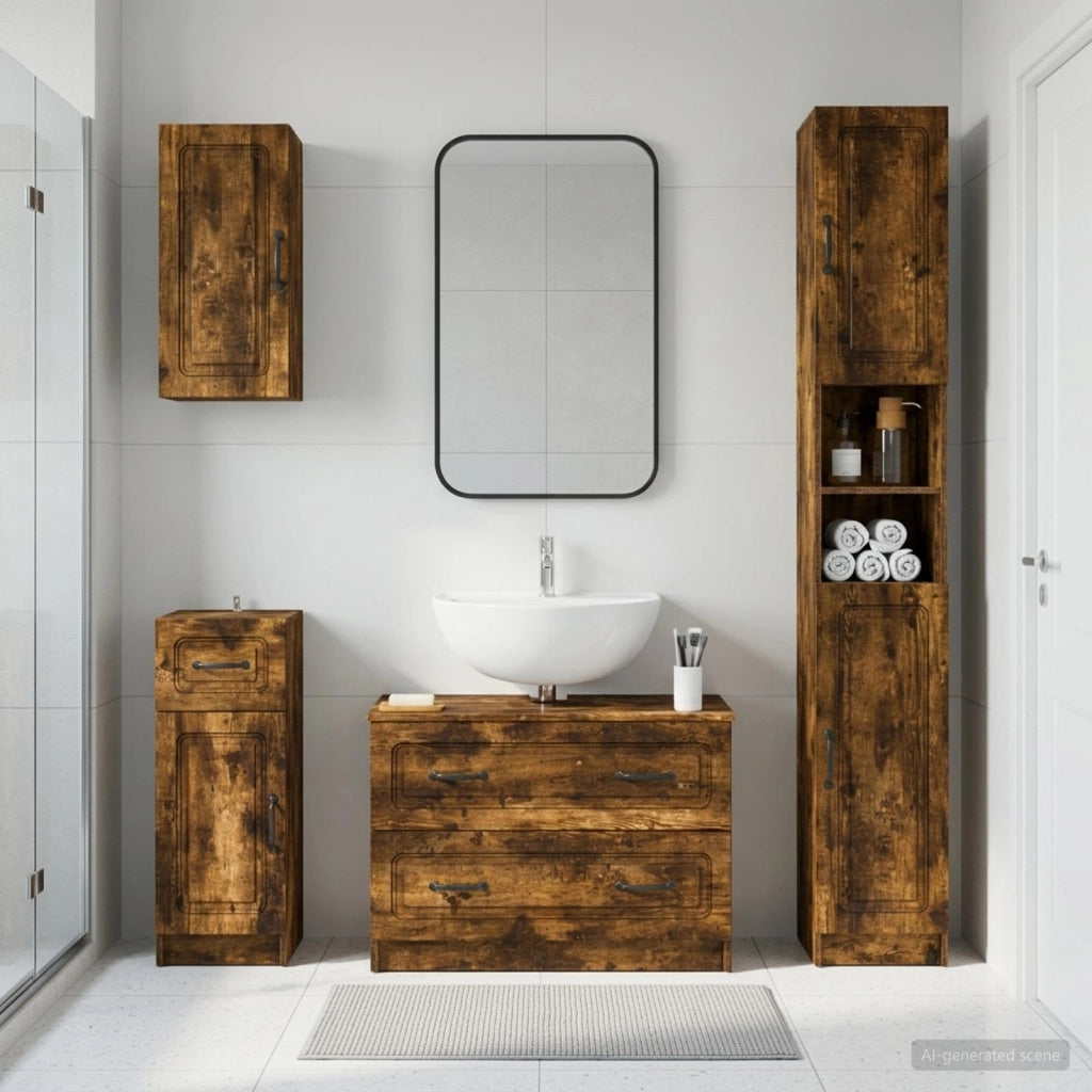 Set di Mobili da Bagno da 4 Pezzi UTRECHT Rovere Fumo 3417977