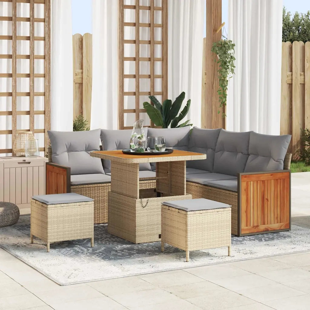 Set Divano da Giardino 9 pcs Beige e Grigio Chiaro polyrattan 3365252
