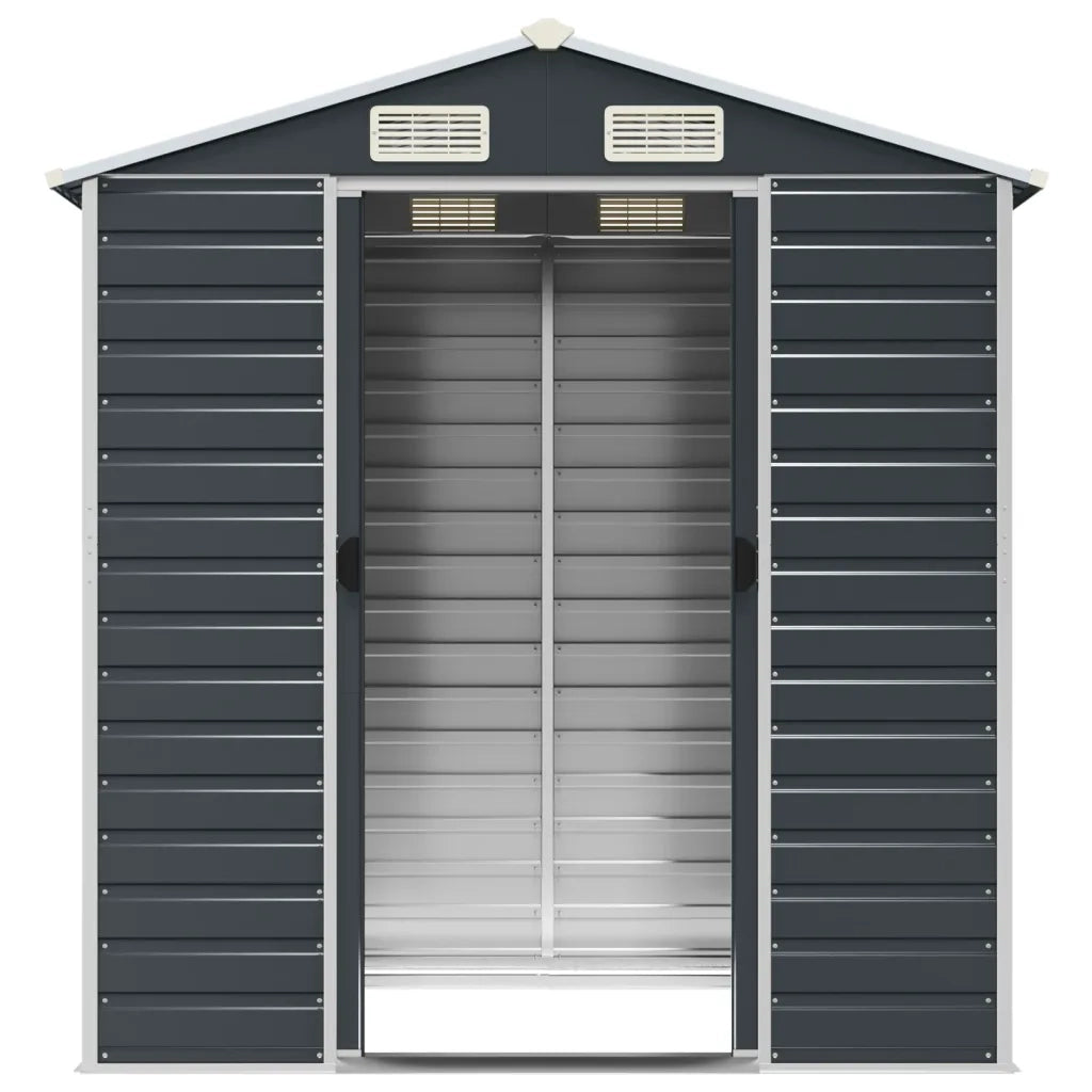Capanno da Giardino-Casetta da Giardino Antracite 191x130x198 cm in Acciaio Zincato