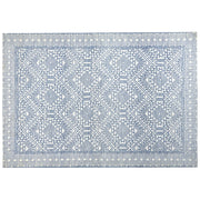 Tappeto da salotto moderno con motivo geometrico blu e bianco 160 x 230 cm soggiorno camera da letto