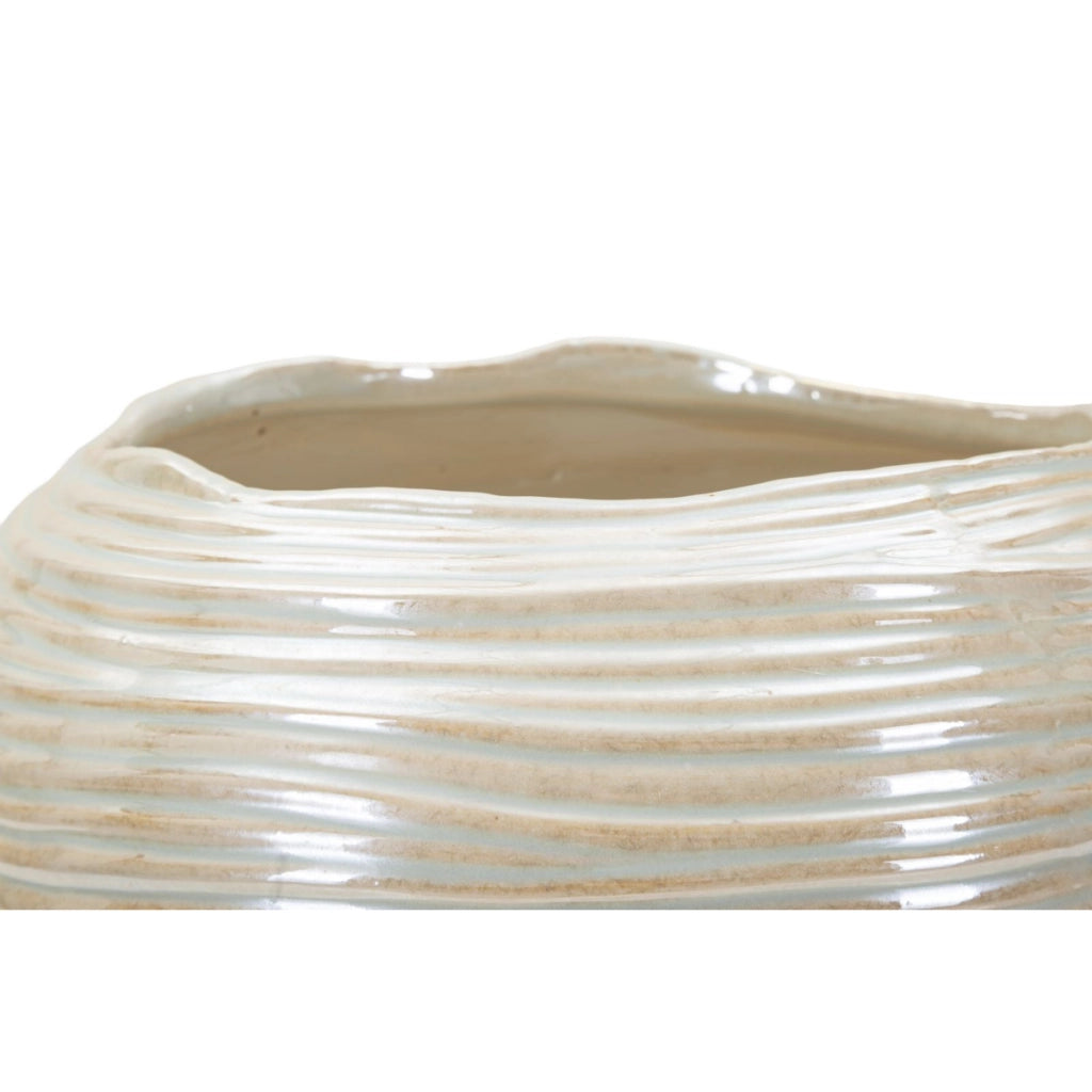 Vaso Decorativo VKH841, Bianco, Ceramica, 27x27x24 cm