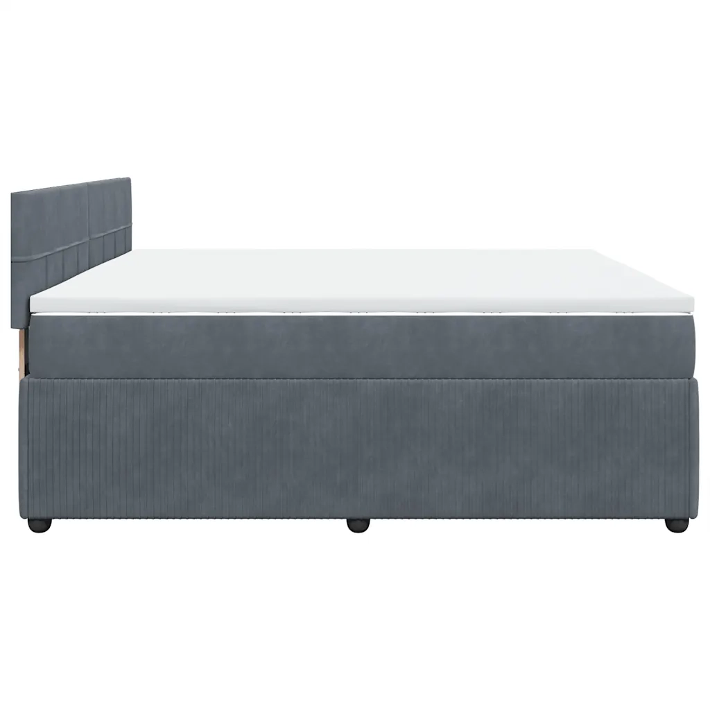 Giroletto a Molle con Materasso Grigio Scuro 180x200 cm Velluto