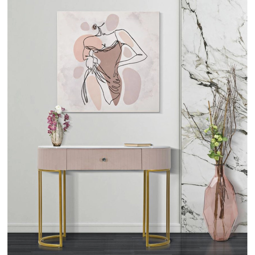 Tavolo Consolle VKH616, Rosa, Legno, 100x40x75 cm