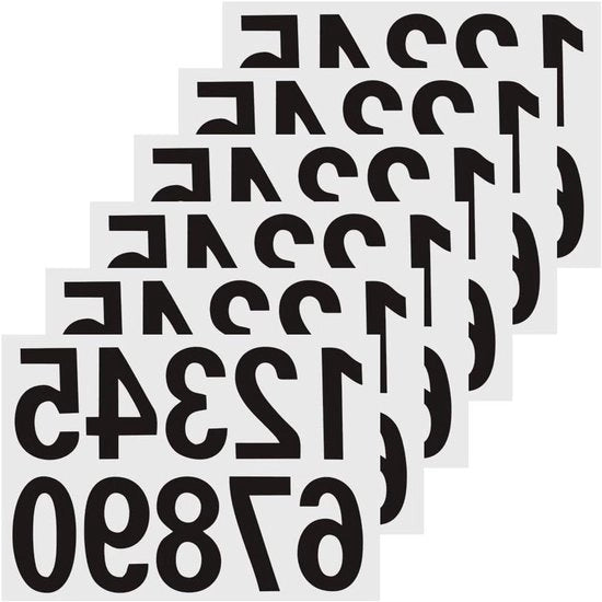 Etichette riflettenti per numero di casa nero vinile impermeabile - 6 pezzi 0 ~ 9