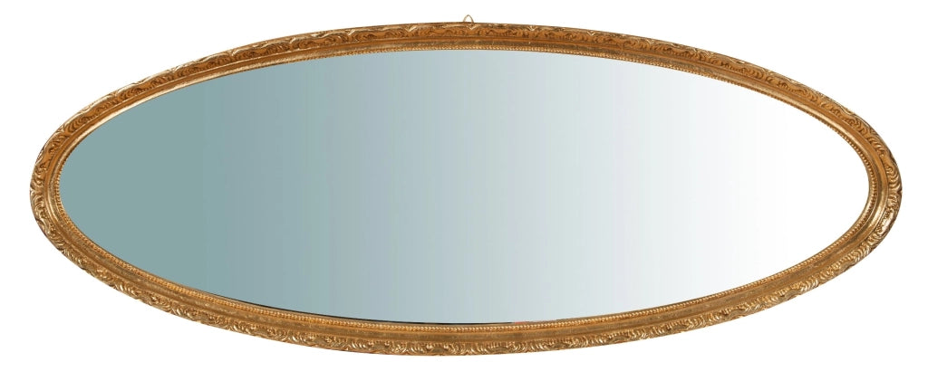 Biscottini Specchiera da parete in legno finitura foglia oro anticato L52xPR4,5xH133 cm Made in Italy