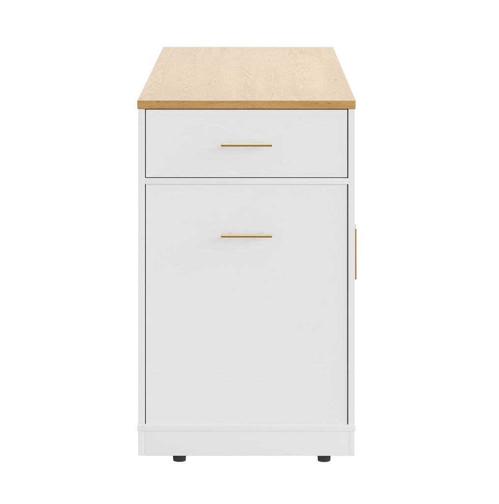 Isola da cucina 120x50 cm; con cestino integrato; MDF e metallo; bianco