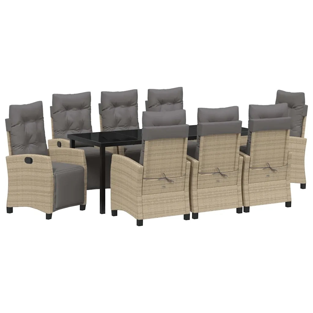 Set da Pranzo per Giardino con cuscino 9 pcs Beige polyrattan 3380455