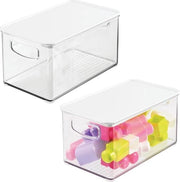 Set di 2 casse di archiviazione – grande cassa di archiviazione con coperchio di plastica rigida – archiviazione giocattoli è mai stata così facile con questa cassa di archiviazione stivellabile – trasparente e bianca