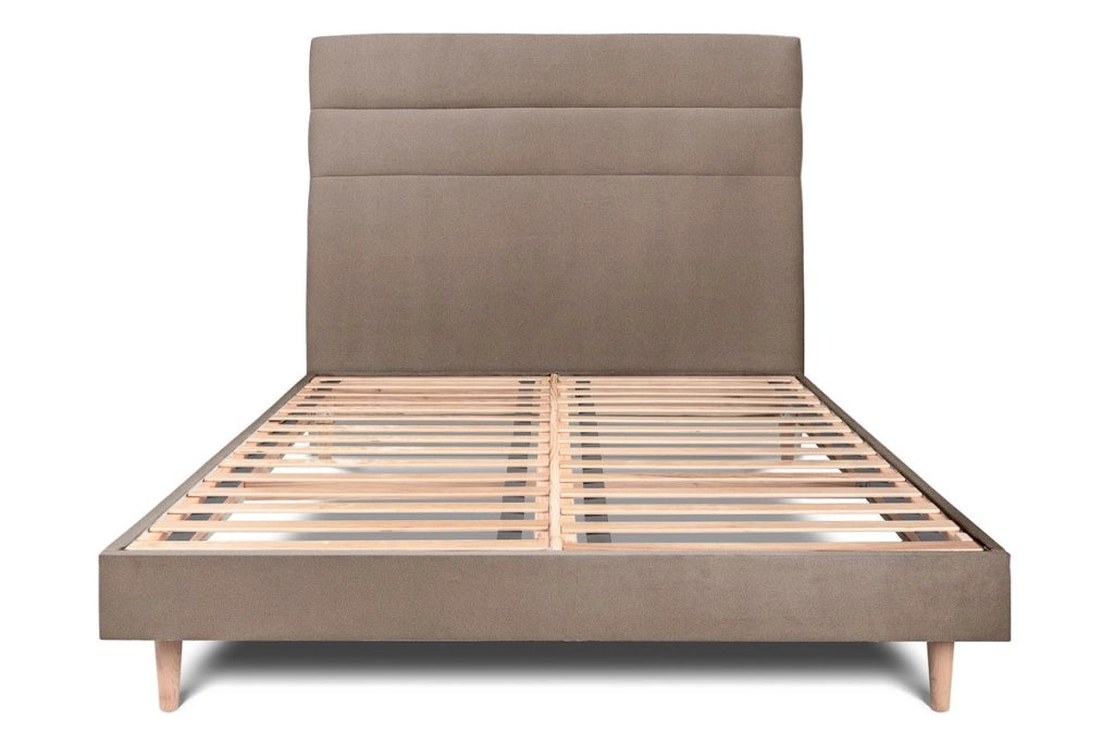 Letto 140x190 cm con testiera in linea - Tessuto velluto