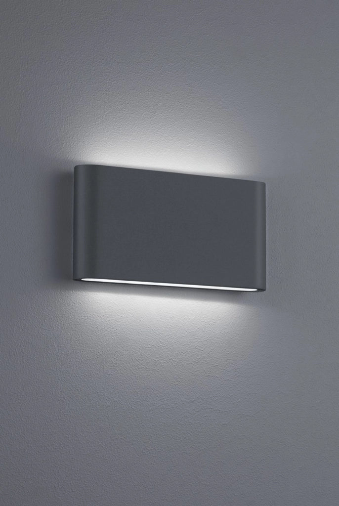 THAMES II APPLIQUE DA ESTERNO LED 9W 900lm, 3000K BI-EMISSIONE FUSIONE ALLUMINIO ANTRACITE OPACO IP54 L. 17,5CM