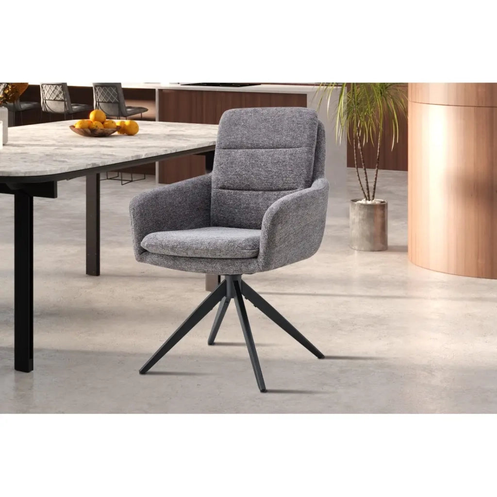 Set di 2 poltrone KAVINA – Tessuto grigio scuro – Gambe in metallo – Con braccioli – Design elegante e avvolgente