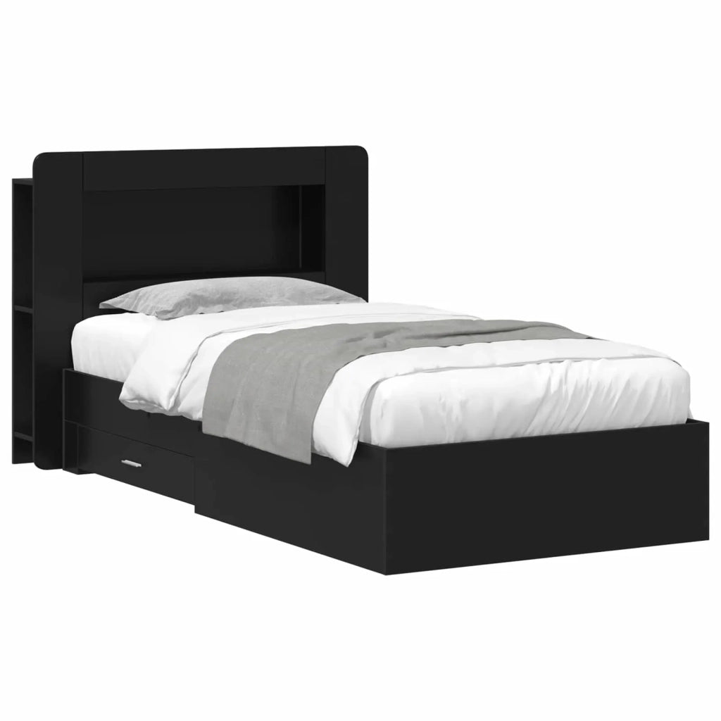 Telaio del letto con storage con cassetto Nero 75 x 190 cm 3433801