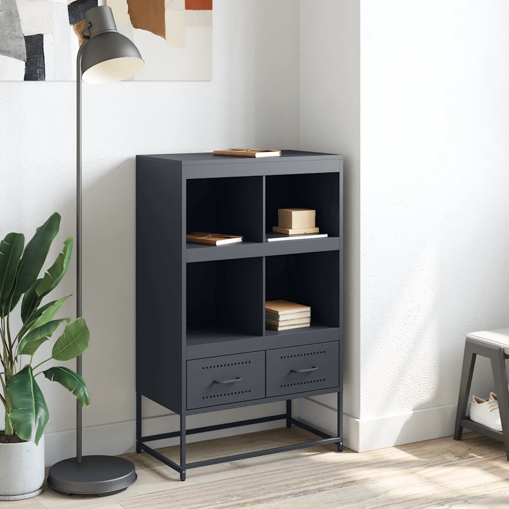 Credenza | Madia | Buffet da pranzo | Armadio da pranzo Antracite 68x39x111,5 cm Acciaio