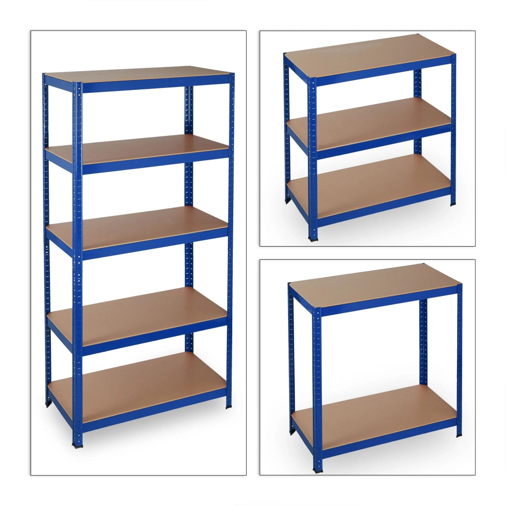 Scaffalatura per carichi pesanti con vano portaoggetti a clip per cantina o garage 180 cm acciaio blu 13_0001058