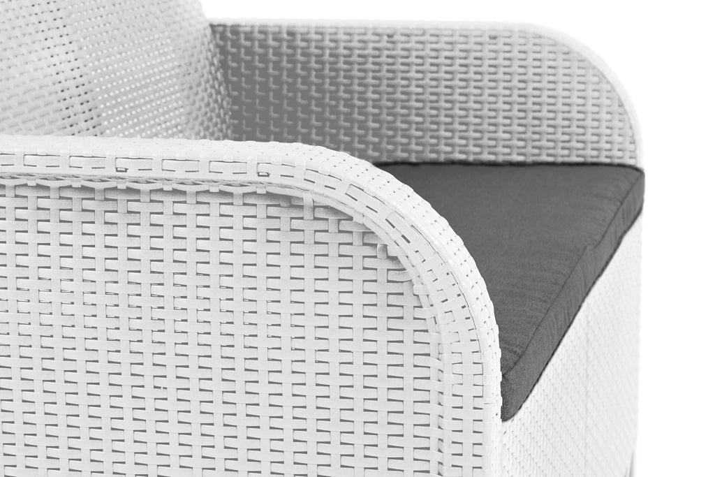 Set da Giardino Polipropilene Effetto Rattan Bianco 4 Pezzi