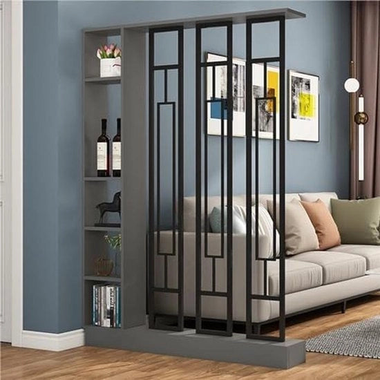 Divisore di spazi - Parete divisoria per libri - Divide lo spazio - Più pannelli - 39x79x100cm - Grigio Nero
