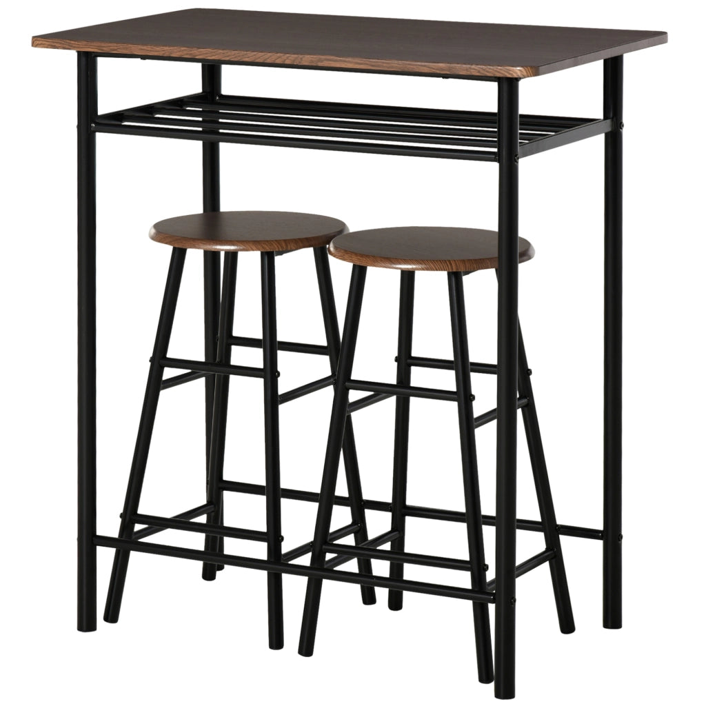 Set da bar 80x50x90 cm con ripiano in MDF nero