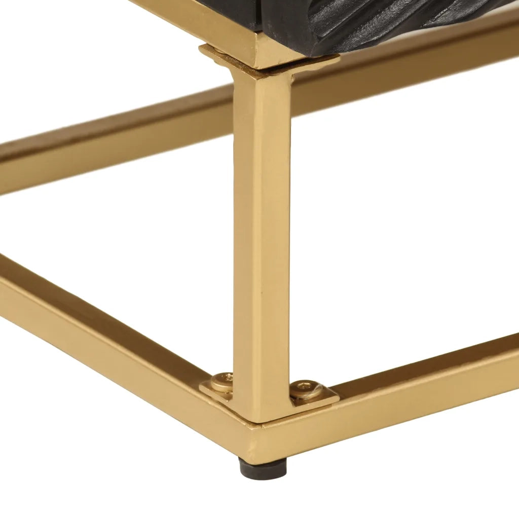 Cassettiera Nera 55x30x76 cm in Legno Massello di Mango e Ferro 372025