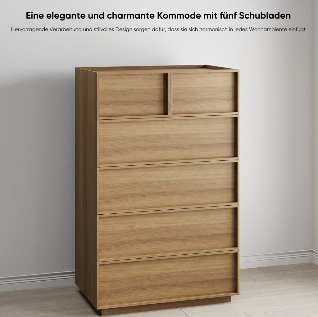 Cassettiera moderna a 6 cassetti 80x48x127 cm in MDF e truciolare; colore rovere