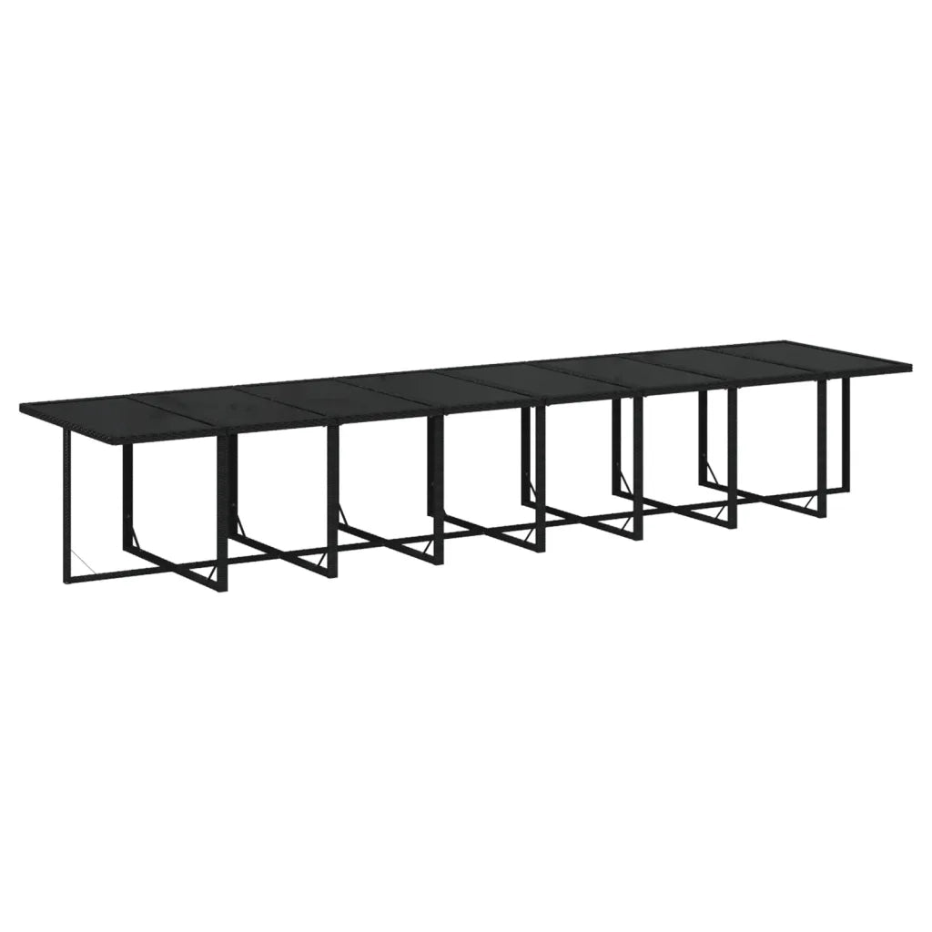Set da Pranzo da Giardino 17 pz con Cuscini Nero in Polyrattan 3095665