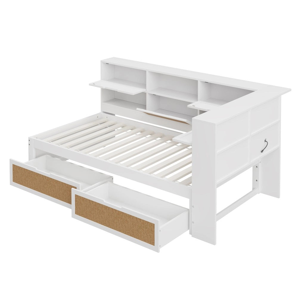 Letto Singolo con Cassetto e Contenitore in Legno Massello ¨C MINIMAL ¨C Bianco 90x200