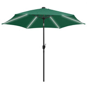 Ombrellone con Luci a LED e Palo Alluminio 300 cm Verde 47360