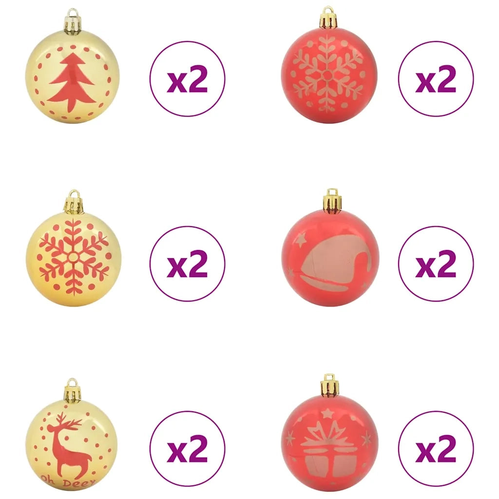 Set di Palle di Natale 40 pz Oro e Rosso Plastica CFW7248076