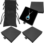 Set di gioielli da regalo in scatola di pelle nera - 3 pezzi