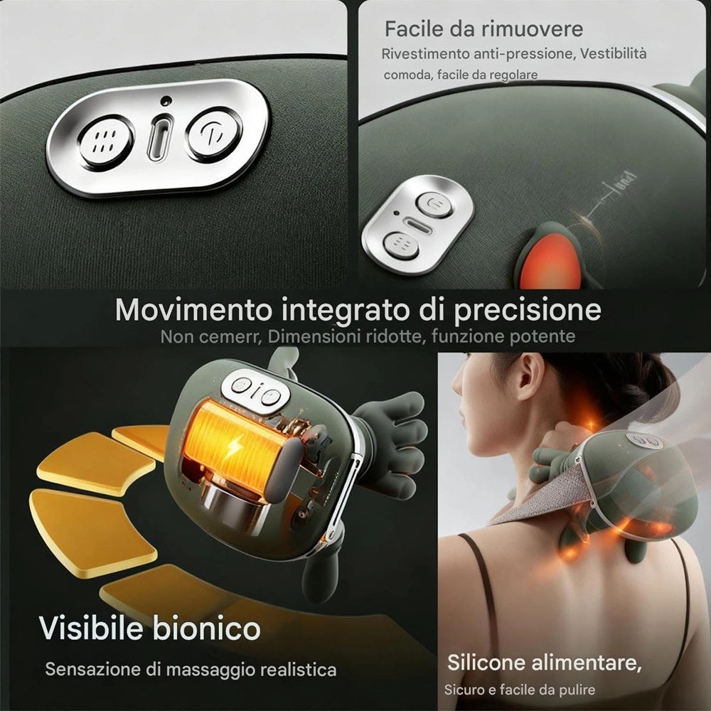 Trade Shop - Massaggiatore Cervicale Con Manine Massaggio Elettrico Shiatsu Schiena Collo Spalle Dolore -