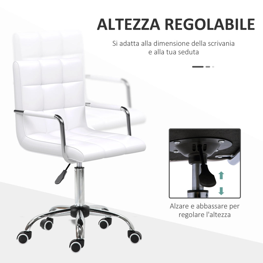 Sedia da Ufficio ¨C Zephmum ¨C Pelle Bianca 52.5x54x84-99cm