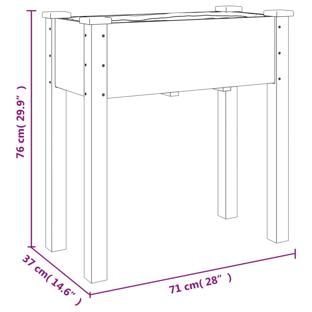 Fioriera Ruote e Fodera Marrone 71x37x80cm Legno Massello Abete