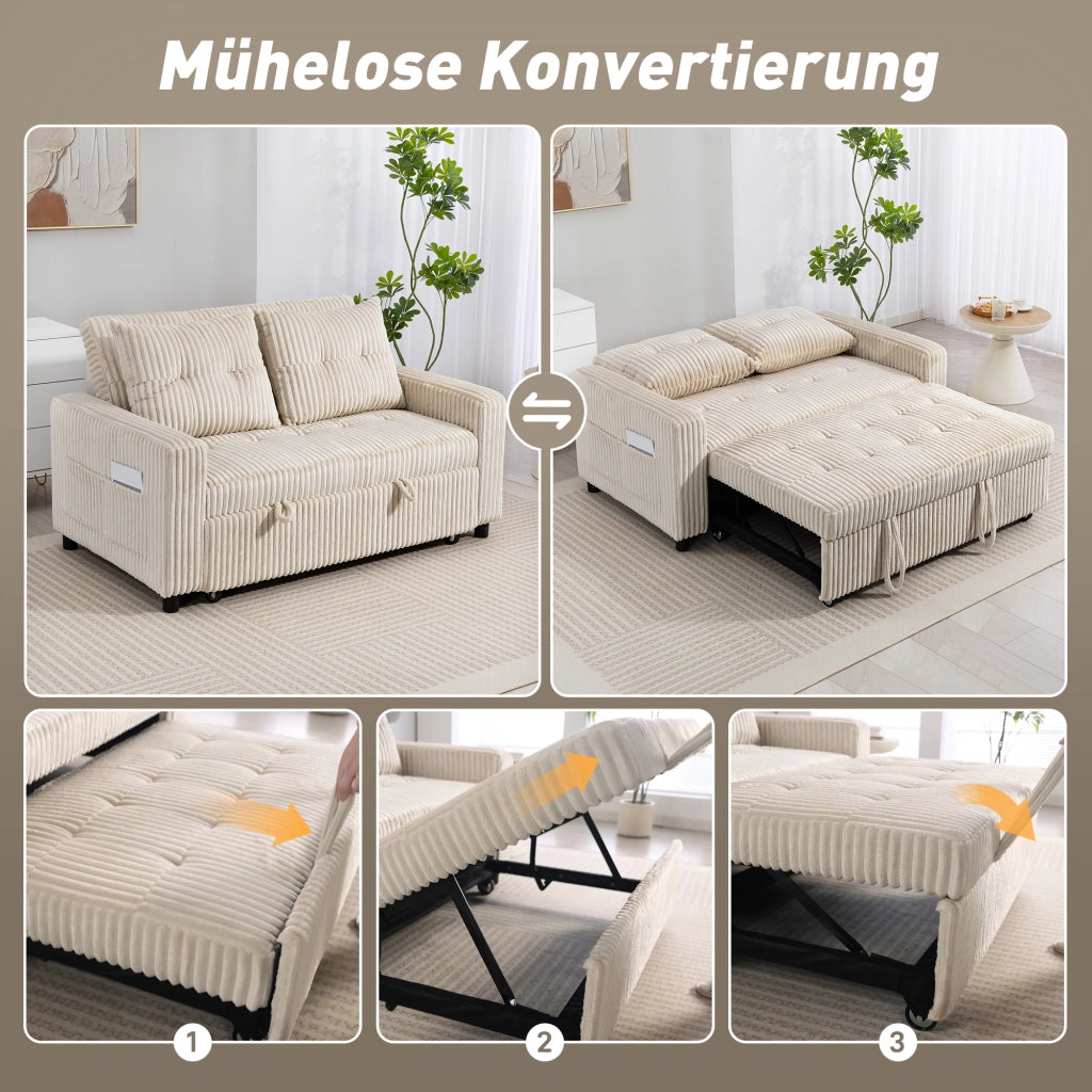 Divano letto 2 posti ¨C zephmum ¨C tessuto crema 157x190 cm