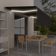 Tenda Sole Retrattile Manuale Parasole LED 5x3m Antracite