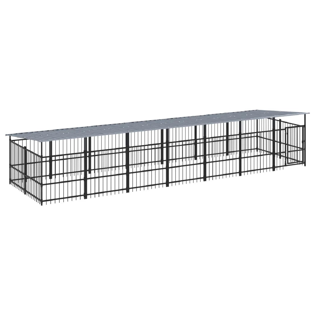Gabbia per Cani da Esterno con Tetto in Acciaio 13,14 mÂ² cod mxl 44299