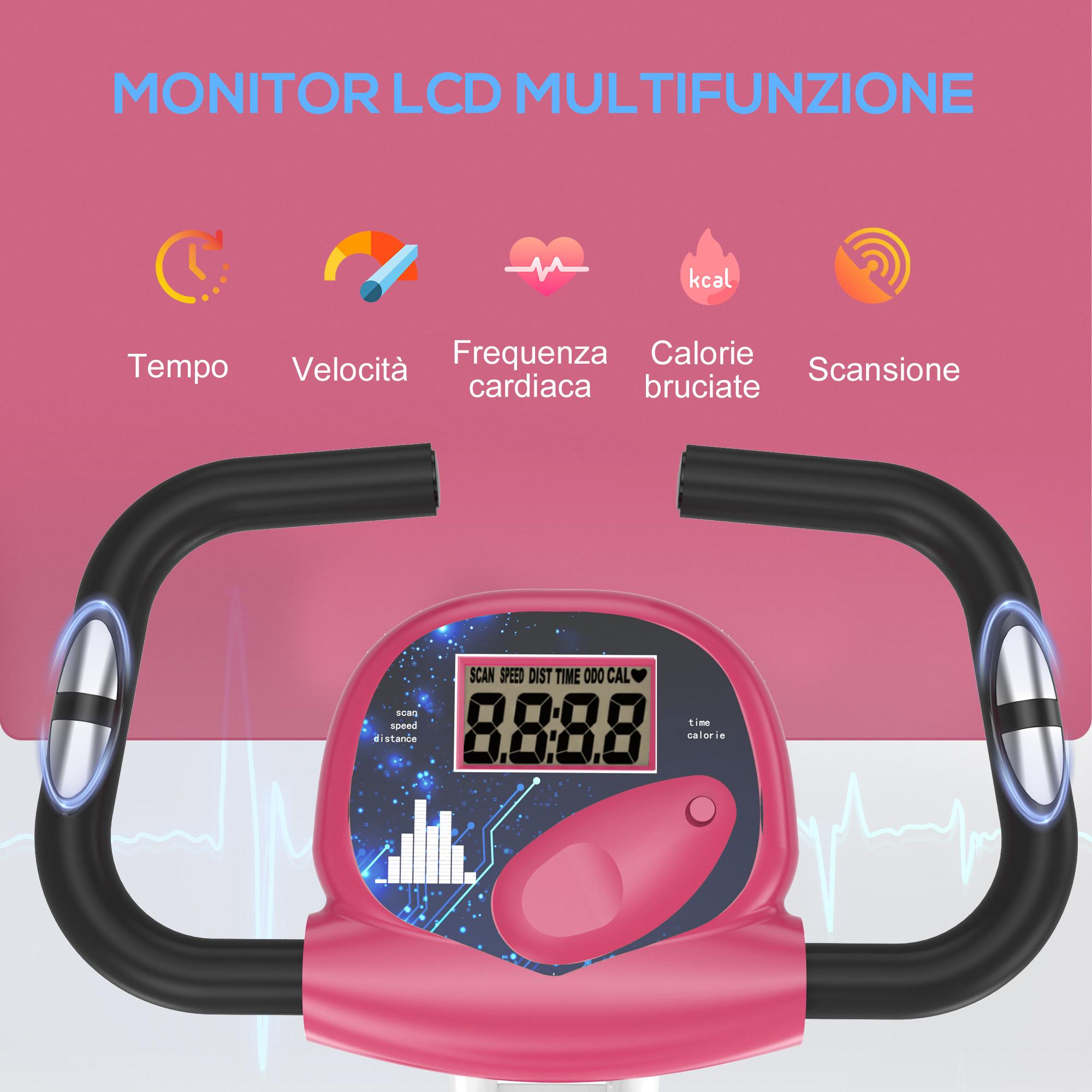 Cyclette Magnetica Pieghevole 43x97x109 cm con Display LCD Rosa
