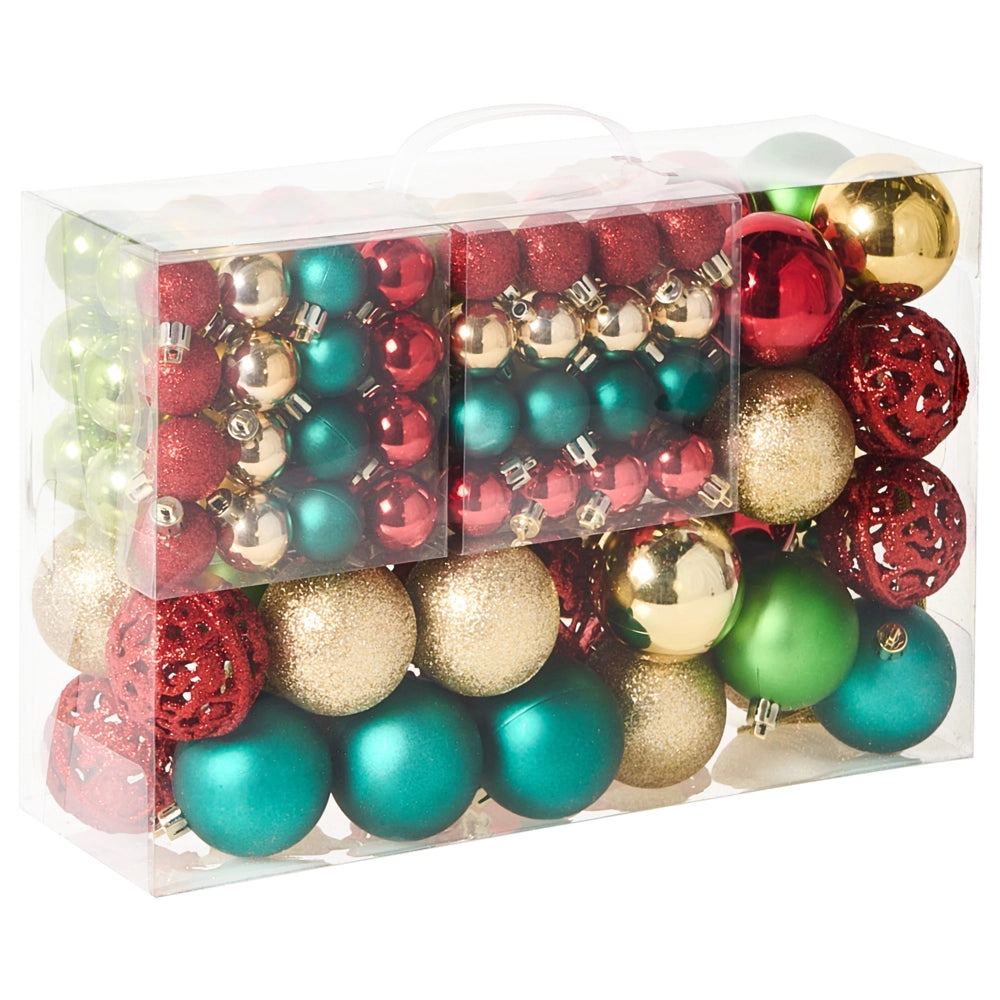 Set di 100 palle di Natale in plastica multicolore appese all'albero di Natale in stile tradizionale e moderno Palle di Natale