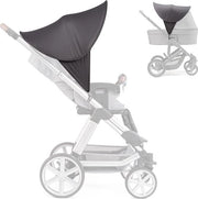 Ombrellone universale per passeggini e sportivi, tetto di pop-up XL con protezione UV 40+ e tasca, colore grigio scuro