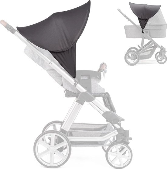 Ombrellone universale per passeggini e sportivi, tetto di pop-up XL con protezione UV 40+ e tasca, colore grigio scuro
