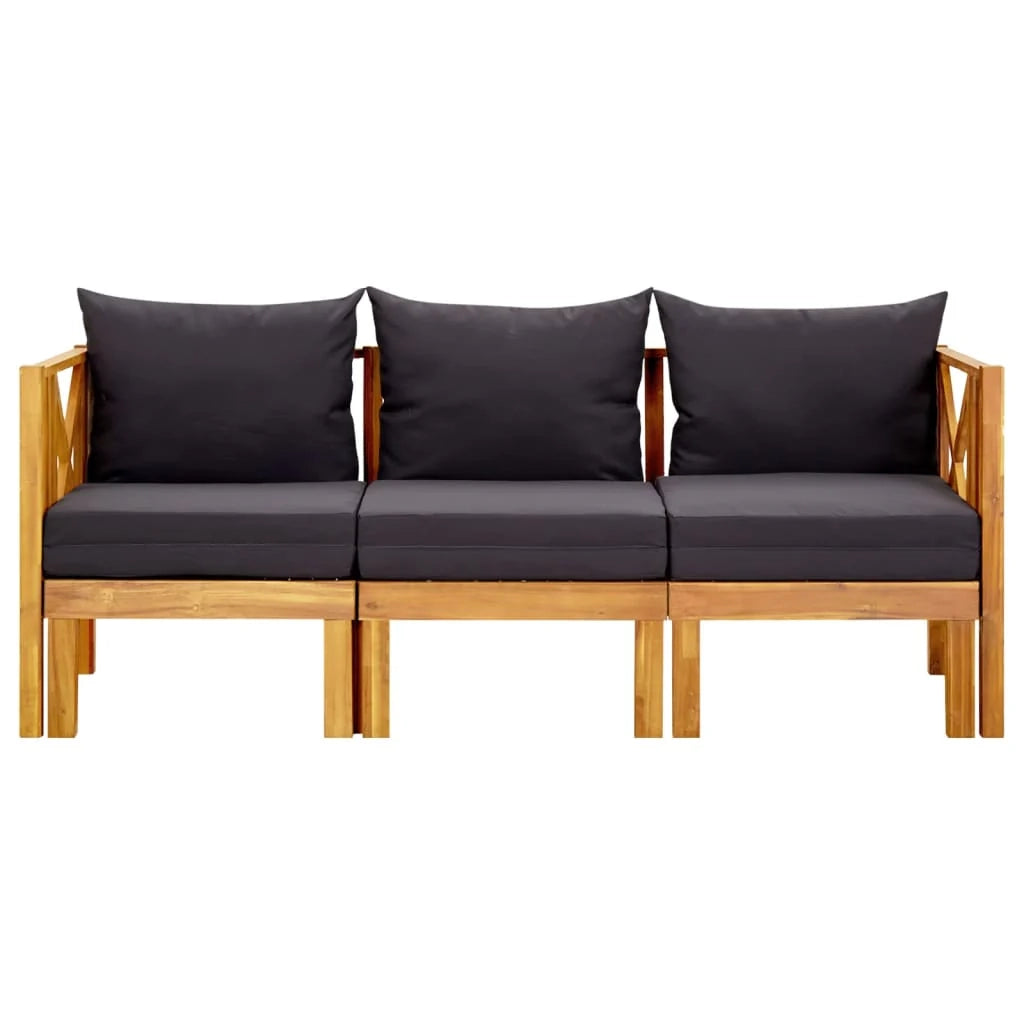 Panchina da giardino arredo esterno per patio terrazzo 3 posti con cuscini 179 cm legno massello di acacia 02_0011319