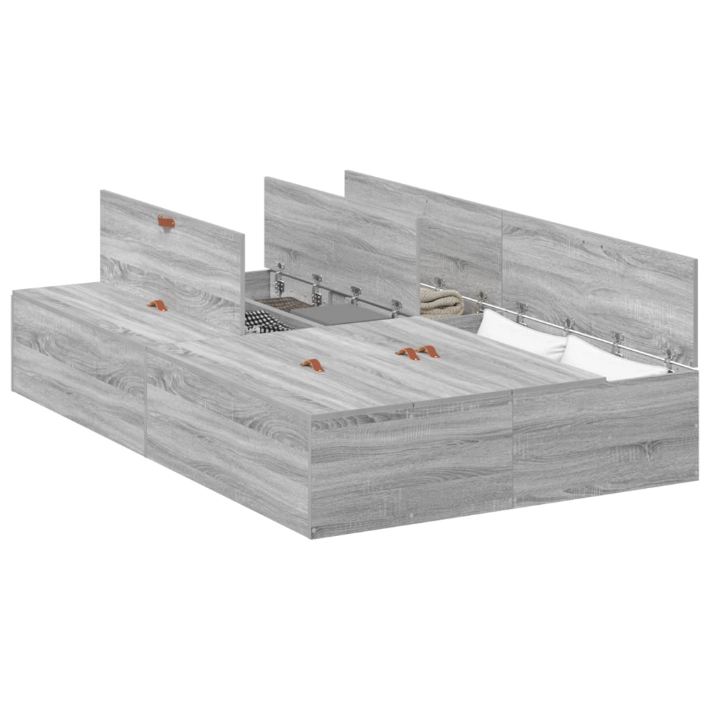 Struttura letto con contenitore  Grigia Sonoma 120x190 cm