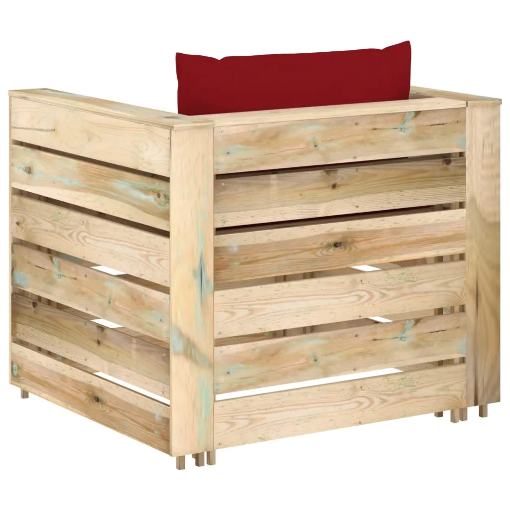 Set Salotto da Giardino 2 pz con Cuscini Legno Impregnato Verde 3074540