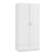 Scaffale guardaroba 176 x 80 x 52 cm mobile contenitore per camera da letto con 4 ripiani e 1 cassetto MDF bianco 03_0008869