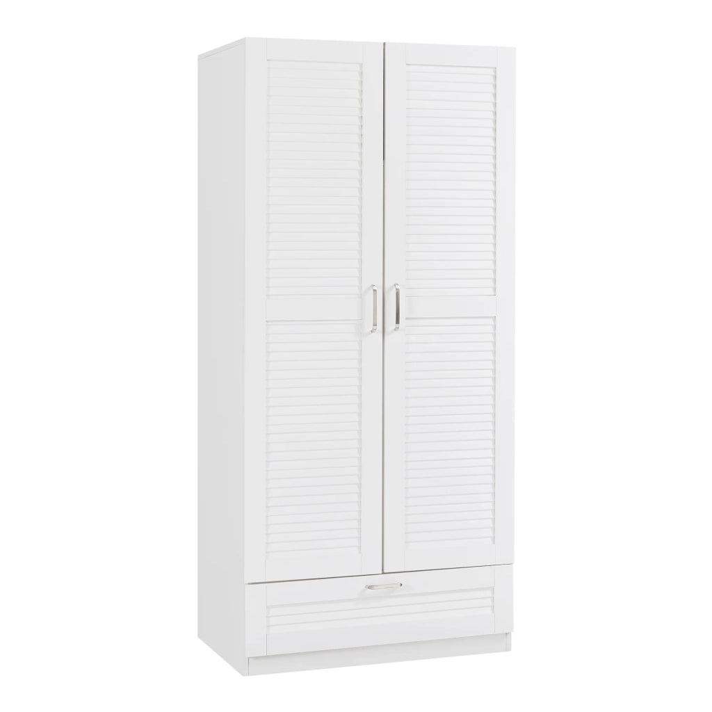 Scaffale guardaroba 176 x 80 x 52 cm mobile contenitore per camera da letto con 4 ripiani e 1 cassetto MDF bianco 03_0008869