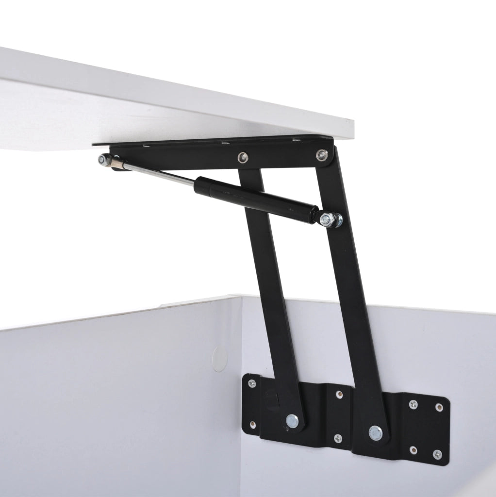 Tavolino da caffè alzabile con vano nascosto; cassetto e LED Bluetooth 100x50x40 cm bianco