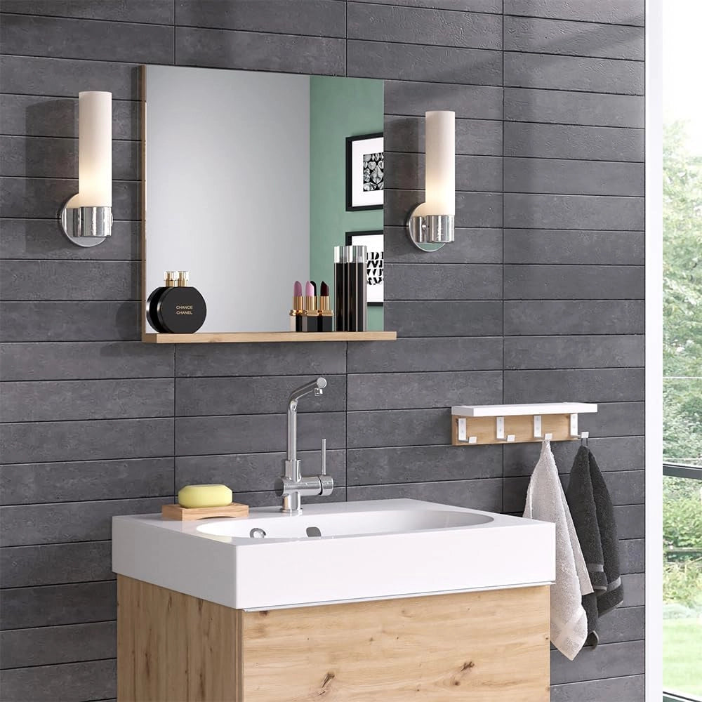 Specchio bagno Henri, Bianco, 50 x 51.6 cm con ripiano, per il montaggio sotto il lavandino con ritaglio per sifone