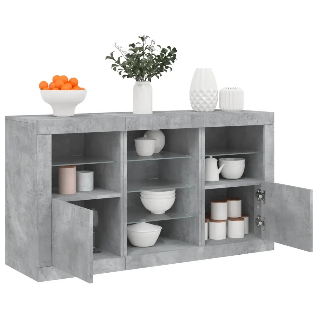 Credenza con Luci LED Grigio Cemento 123x37x67 cm 3209082